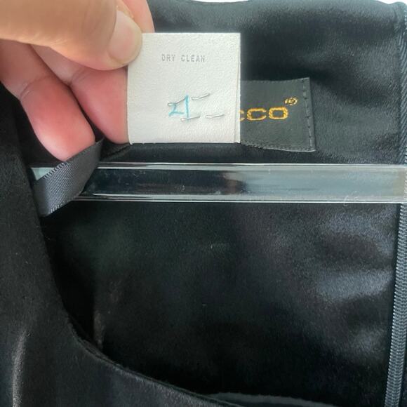 Donna Rico Vintage Short Sleeve Satin Bodice 2 Tier Chiffon Skirt Dress Black 8 - Picture 8 of 9